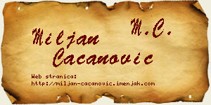 Miljan Cacanović vizit kartica